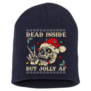 Festive Sarcastic Snarky Skeleton Ugly Christmas Short Acrylic Beanie