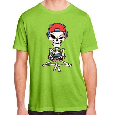 Funny Skeleton Skull Video Gamer Halloween Adult ChromaSoft Performance T-Shirt