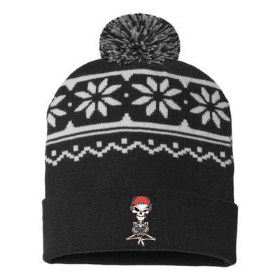 Funny Skeleton Skull Video Gamer Halloween USA-Made Snowflake Beanie