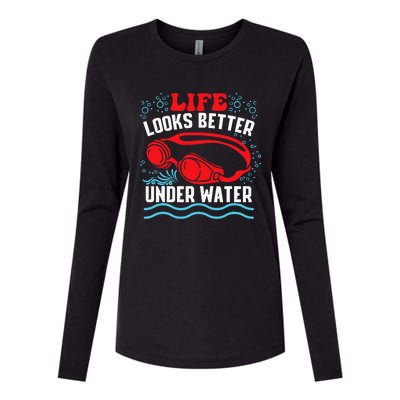 Funny Swimming Swimmer Swim Team Pool Womens Cotton Relaxed Long Sleeve T-Shirt