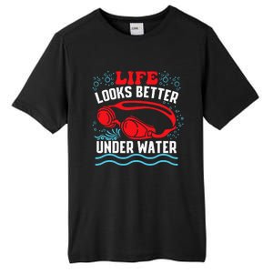 Funny Swimming Swimmer Swim Team Pool Tall Fusion ChromaSoft Performance T-Shirt