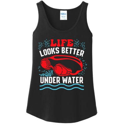 Funny Swimming Swimmer Swim Team Pool Ladies Essential Tank