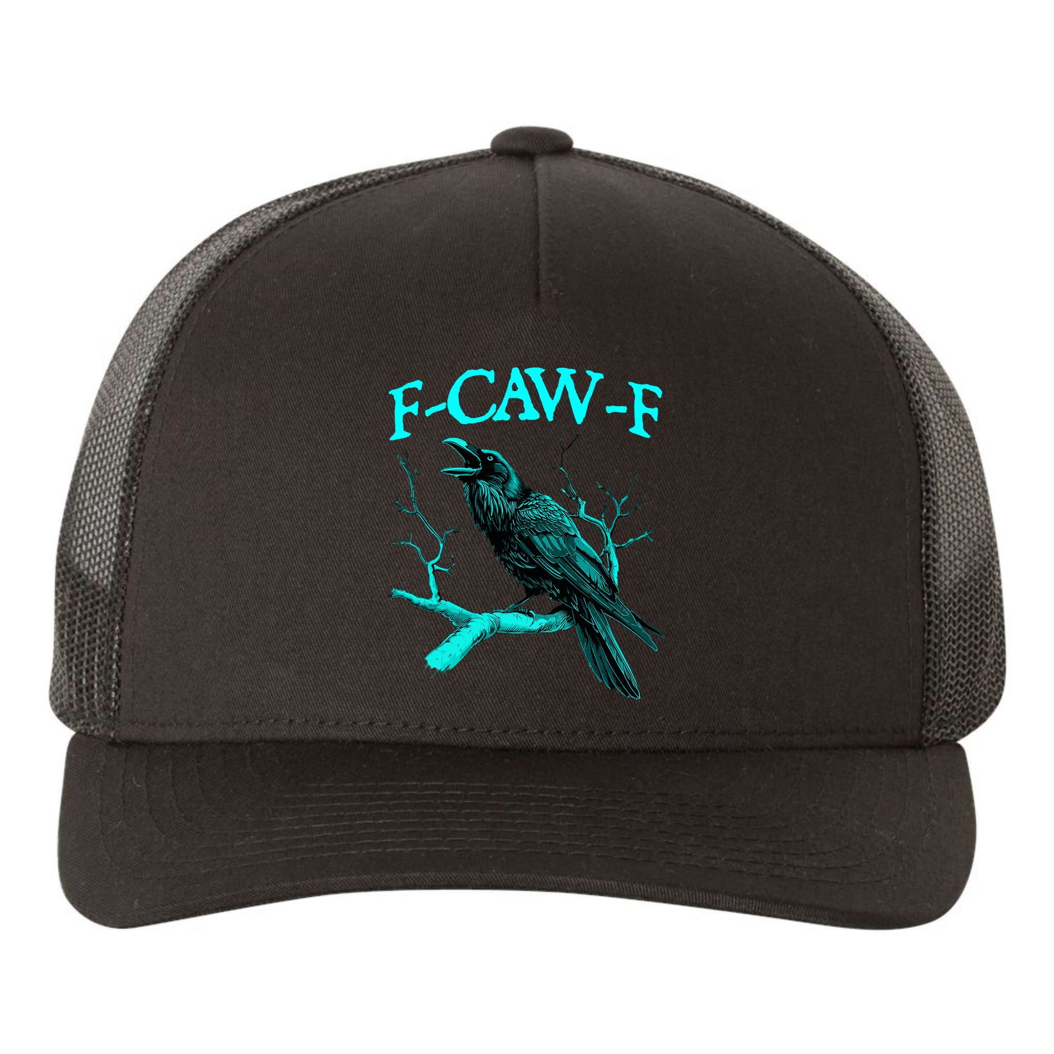 Funny Sarcastic Sarcasm Black Crow, F-Caw-F Black Bird Yupoong Adult 5-Panel Trucker Hat
