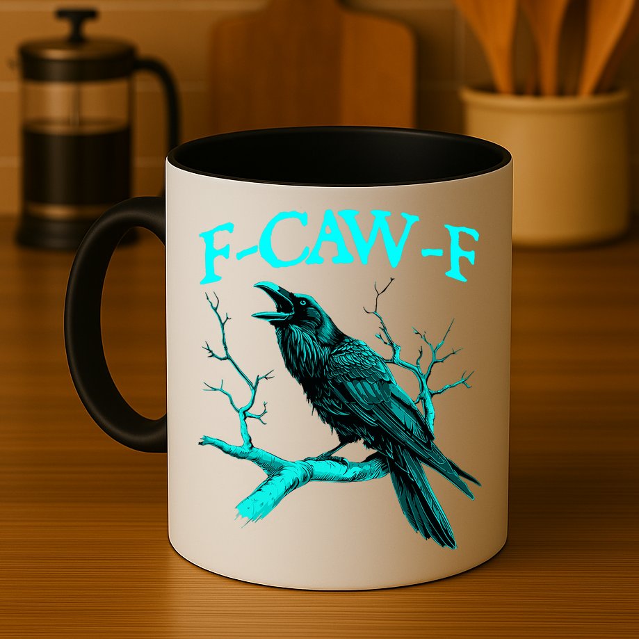 Funny Sarcastic Sarcasm Black Crow, F-Caw-F Black Bird Mug
