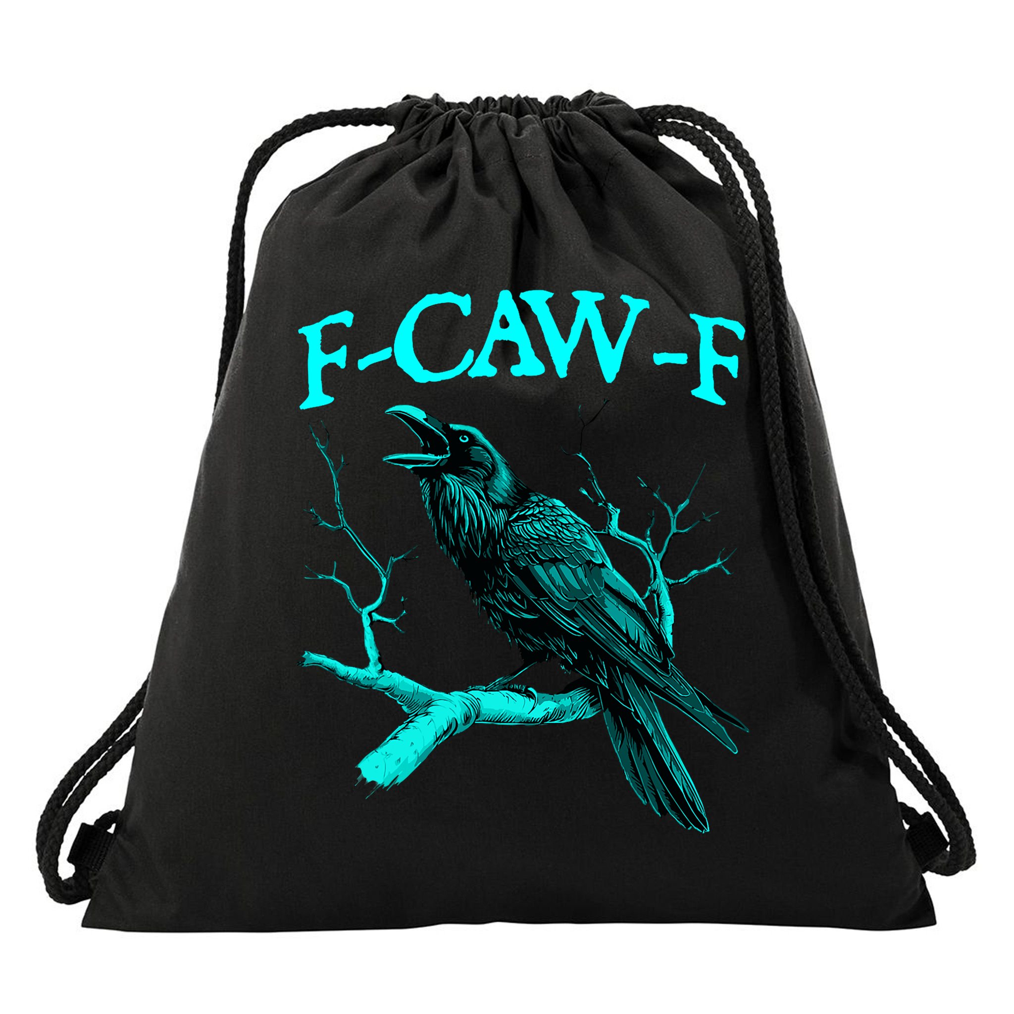 Funny Sarcastic Sarcasm Black Crow, F-Caw-F Black Bird Drawstring Bag