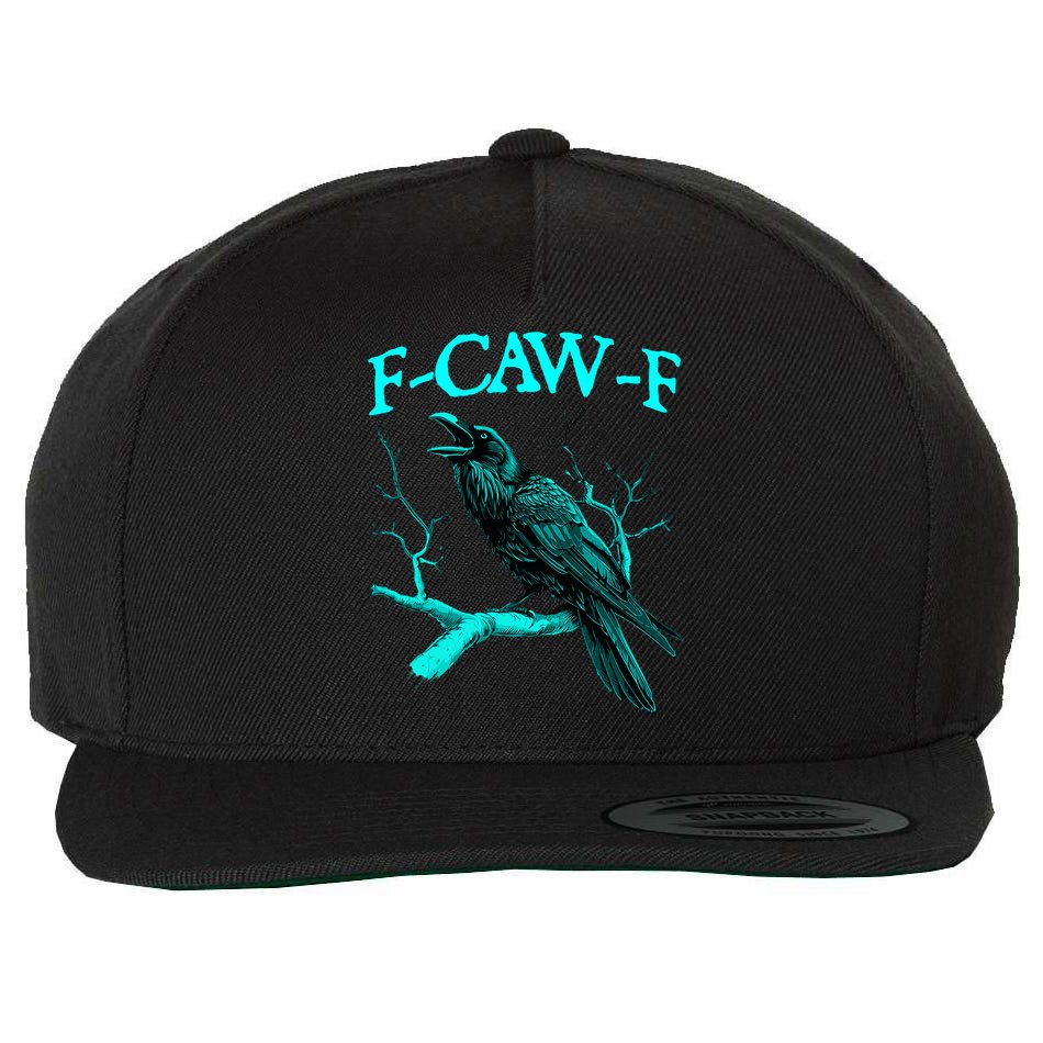 Funny Sarcastic Sarcasm Black Crow, F-Caw-F Black Bird Wool Snapback Cap