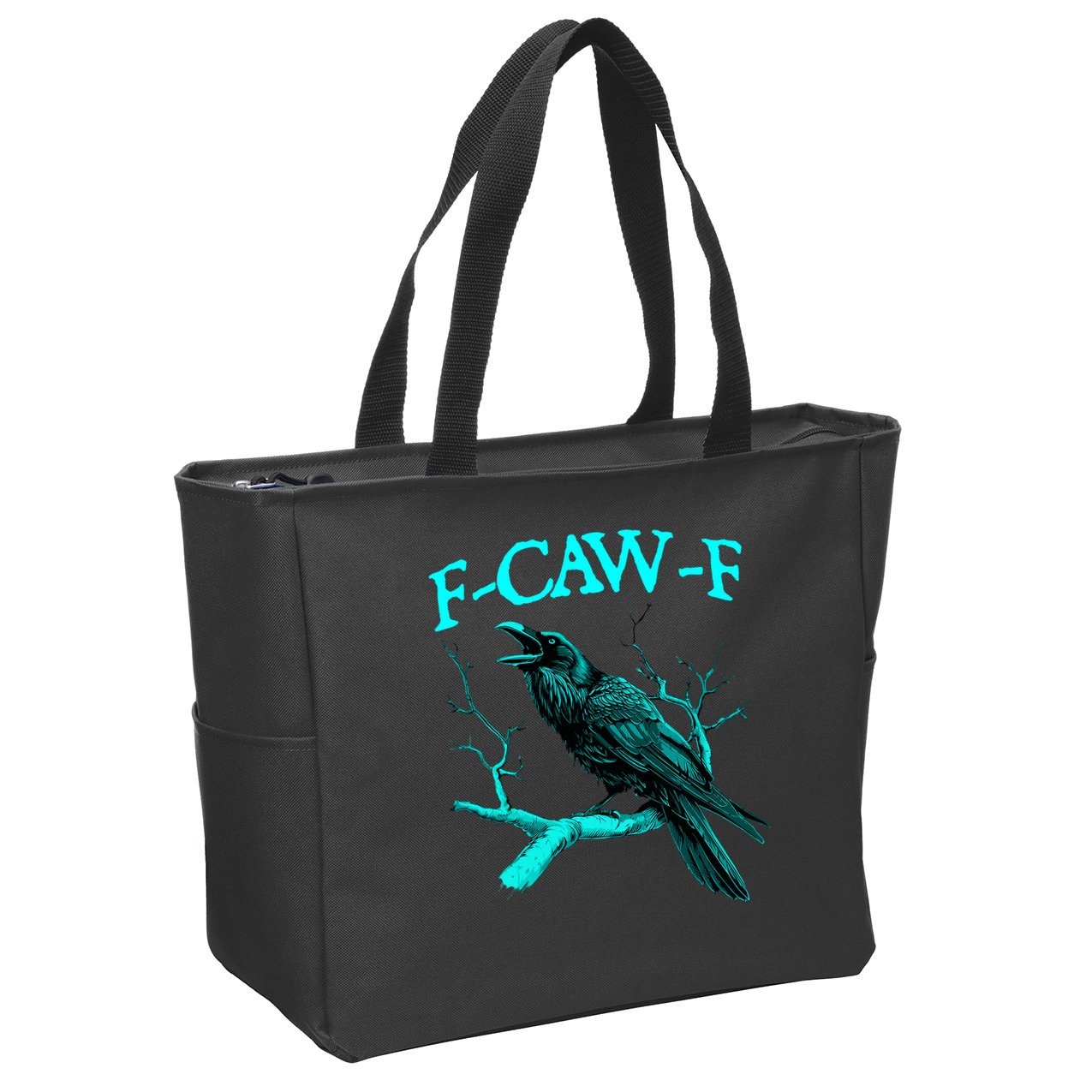 Funny Sarcastic Sarcasm Black Crow, F-Caw-F Black Bird Zip Tote Bag