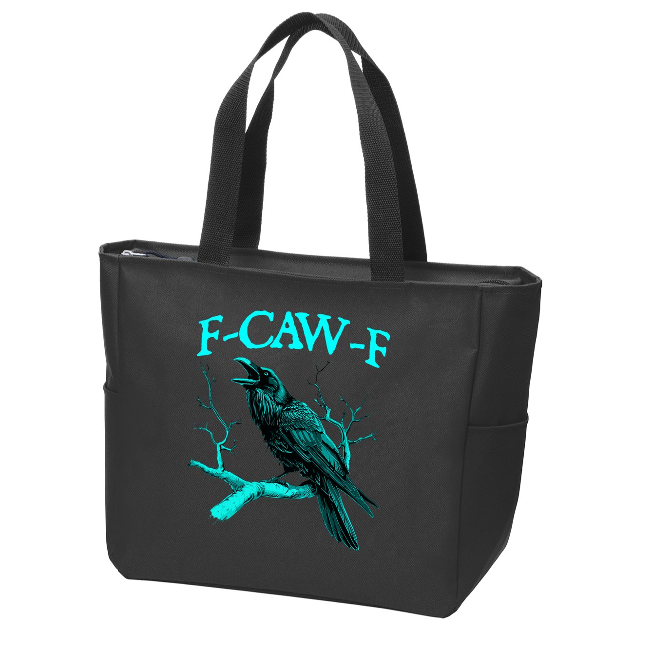 Funny Sarcastic Sarcasm Black Crow, F-Caw-F Black Bird Zip Tote Bag