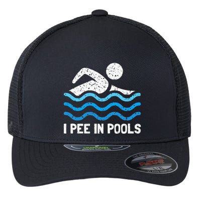 Funny Swimmer Swimming I Pee In Pools Flexfit Unipanel Trucker Cap