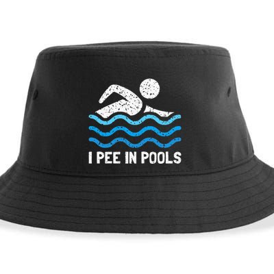 Funny Swimmer Swimming I Pee In Pools Sustainable Bucket Hat