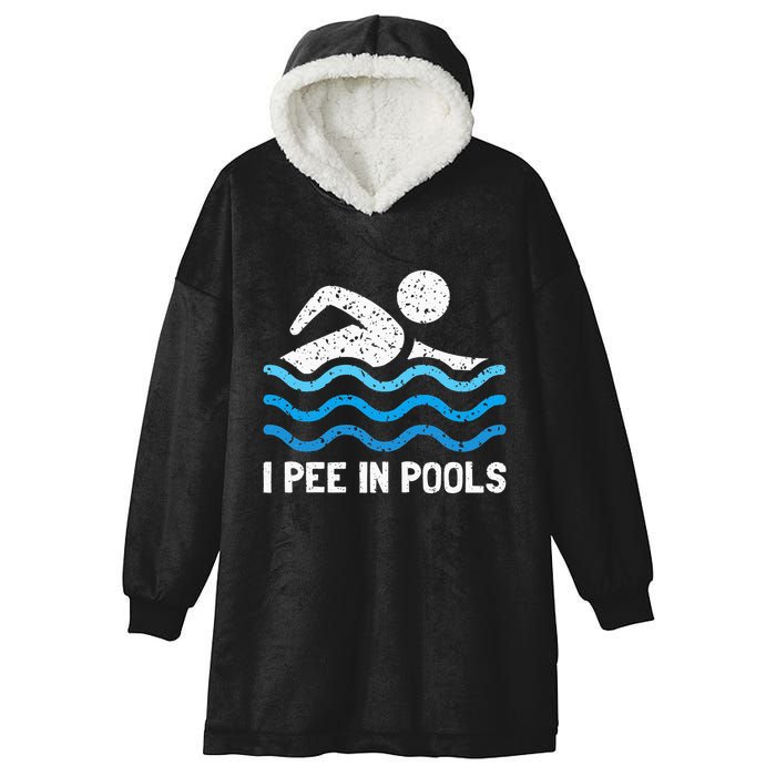 Funny Swimmer Swimming I Pee In Pools Hooded Wearable Blanket