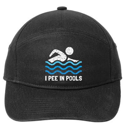 Funny Swimmer Swimming I Pee In Pools 7-Panel Snapback Hat