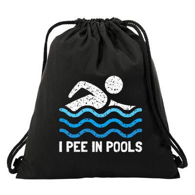 Funny Swimmer Swimming I Pee In Pools Drawstring Bag