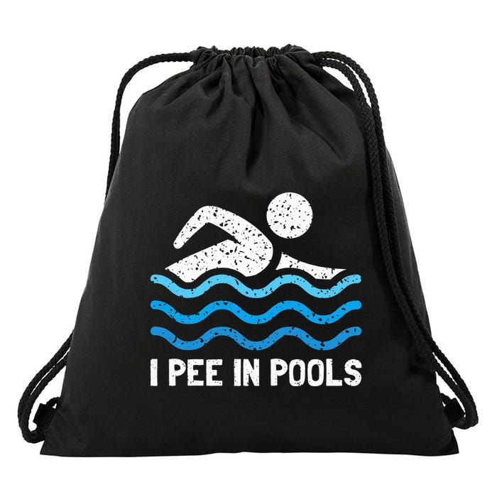 Funny Swimmer Swimming I Pee In Pools Drawstring Bag