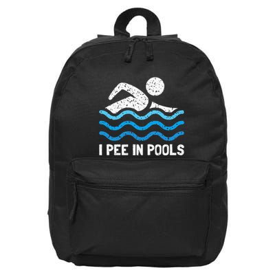 Funny Swimmer Swimming I Pee In Pools 16 in Basic Backpack