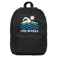Funny Swimmer Swimming I Pee In Pools 16 in Basic Backpack