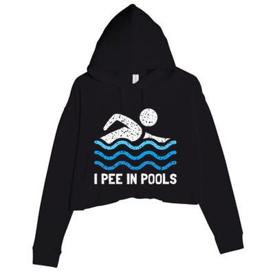 Funny Swimmer Swimming I Pee In Pools Crop Fleece Hoodie