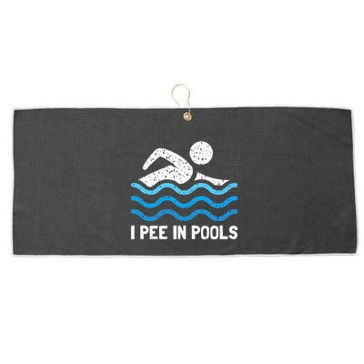 Funny Swimmer Swimming I Pee In Pools Large Microfiber Waffle Golf Towel