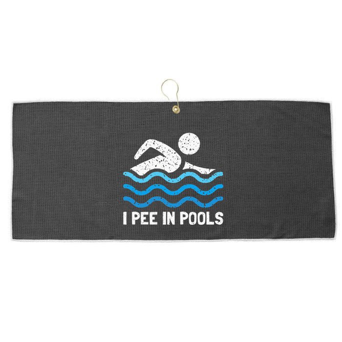 Funny Swimmer Swimming I Pee In Pools Large Microfiber Waffle Golf Towel