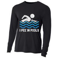 Funny Swimmer Swimming I Pee In Pools Cooling Performance Long Sleeve Crew