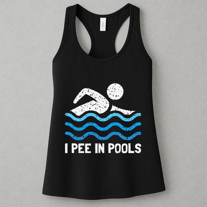 Funny Swimmer Swimming I Pee In Pools Womens Tank Top