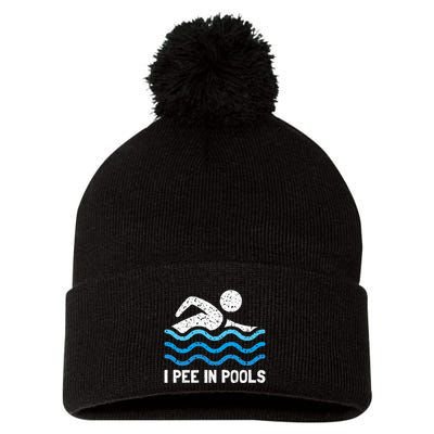 Funny Swimmer Swimming I Pee In Pools Pom Pom 12in Knit Beanie