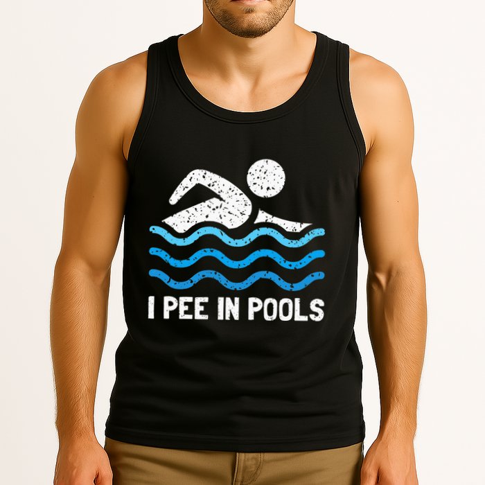 Funny Swimmer Swimming I Pee In Pools Tank Top