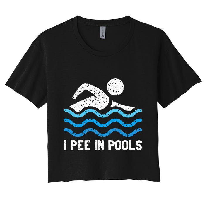 Funny Swimmer Swimming I Pee In Pools Crop Top
