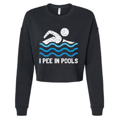 Funny Swimmer Swimming I Pee In Pools Cropped Pullover Crew