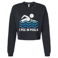 Funny Swimmer Swimming I Pee In Pools Cropped Pullover Crew