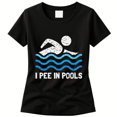 Funny Swimmer Swimming I Pee In Pools Womens T-Shirt