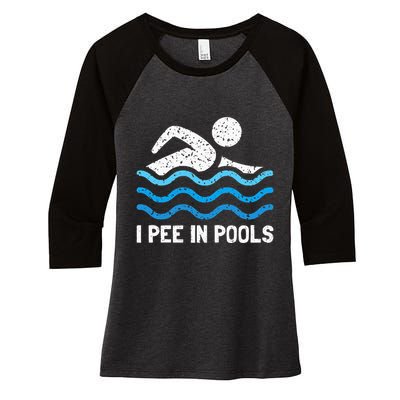 Funny Swimmer Swimming I Pee In Pools Women's Tri-Blend 3/4-Sleeve Raglan Shirt