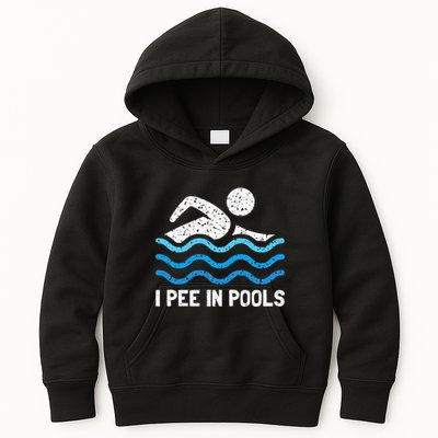 Funny Swimmer Swimming I Pee In Pools Kids Hoodie
