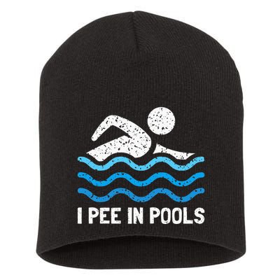 Funny Swimmer Swimming I Pee In Pools Short Acrylic Beanie
