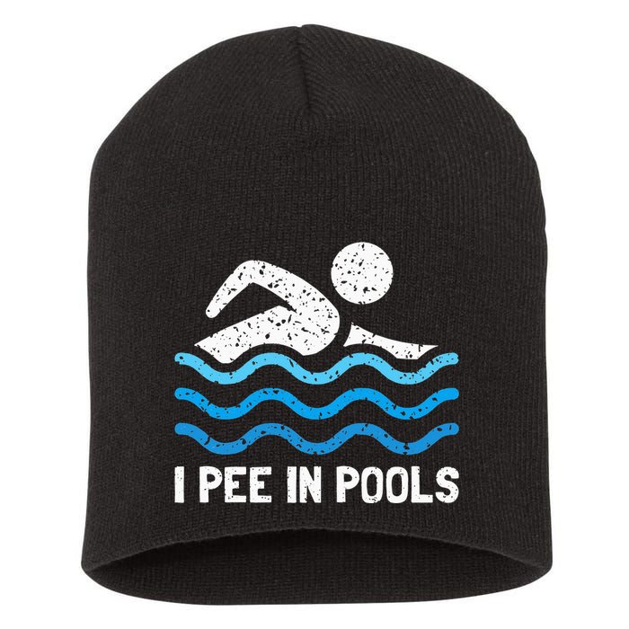 Funny Swimmer Swimming I Pee In Pools Short Acrylic Beanie