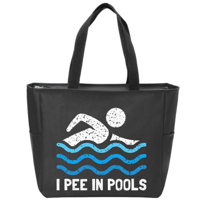 Funny Swimmer Swimming I Pee In Pools Zip Tote Bag