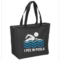 Funny Swimmer Swimming I Pee In Pools Zip Tote Bag