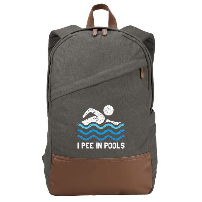 Funny Swimmer Swimming I Pee In Pools Cotton Canvas Backpack