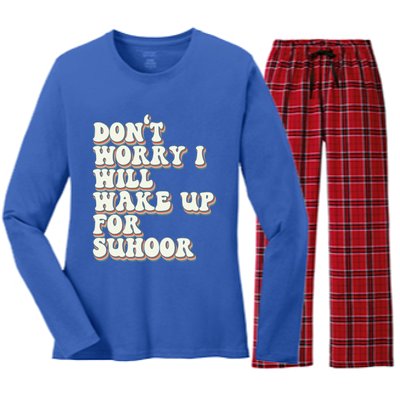 Funny Suhoor Saying Iftar Fasting Ramadan Kareem Eid Islamic Cool Gift Women's Long Sleeve Flannel Pajama Set 