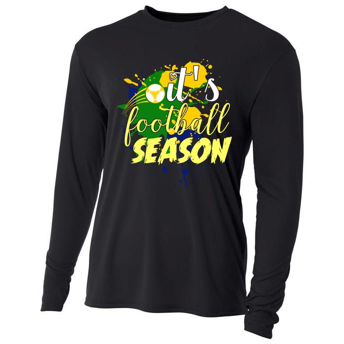 Football Season Splash Art Cooling Performance Long Sleeve Crew