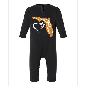 Florida Strong Silhouette Image Heart Snowbird Florida Infant Fleece One Piece