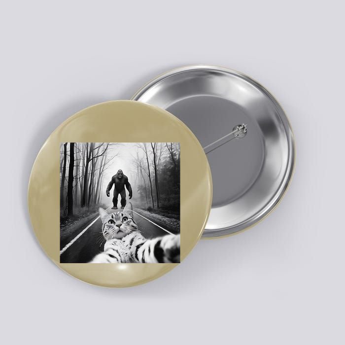 Funny Surprised Scared Cat Selfie With Sasquatsch Bigfoot Button