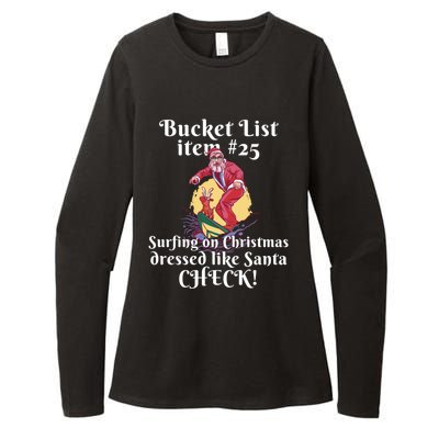 Funny Santa Surfing On Christmas Bucket List At The Beach Gift Womens CVC Long Sleeve Shirt