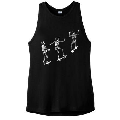 Funny Skeleton Skateboard Halloween Skateboarding Skeleton Ladies PosiCharge Tri-Blend Wicking Tank