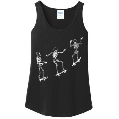 Funny Skeleton Skateboard Halloween Skateboarding Skeleton Ladies Essential Tank