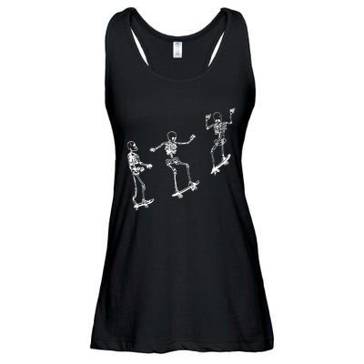 Funny Skeleton Skateboard Halloween Skateboarding Skeleton Ladies Essential Flowy Tank