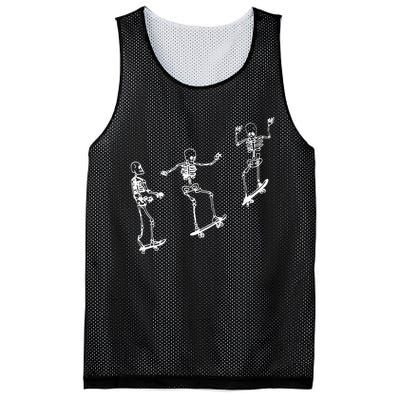 Funny Skeleton Skateboard Halloween Skateboarding Skeleton Mesh Reversible Basketball Jersey Tank