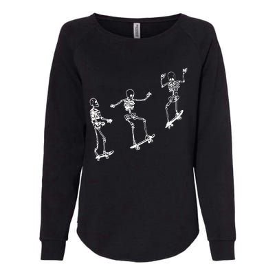 Funny Skeleton Skateboard Halloween Skateboarding Skeleton Womens California Wash Sweatshirt