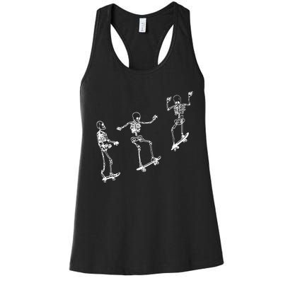 Funny Skeleton Skateboard Halloween Skateboarding Skeleton Women's Racerback Tank