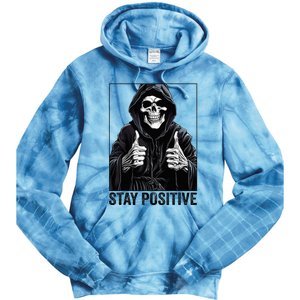 Funny Skull Stay Positive Skeleton Halloween Motivational Tie Dye Hoodie